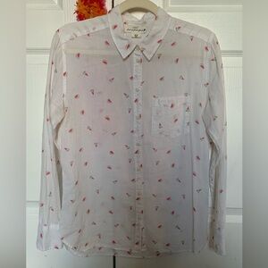 H&M White Watermelon Print Button Down Shirt